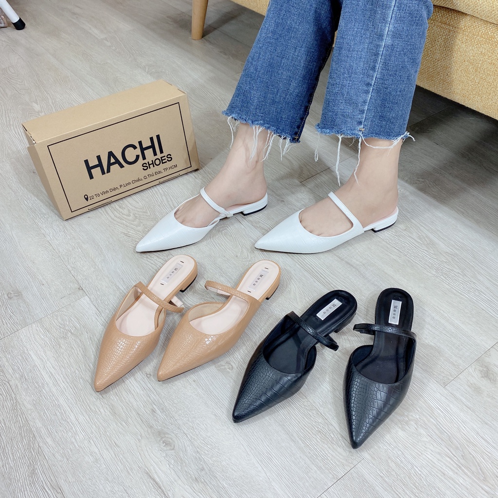 Dép sục nữ mũi nhọn da vân (ảnh thật) B080