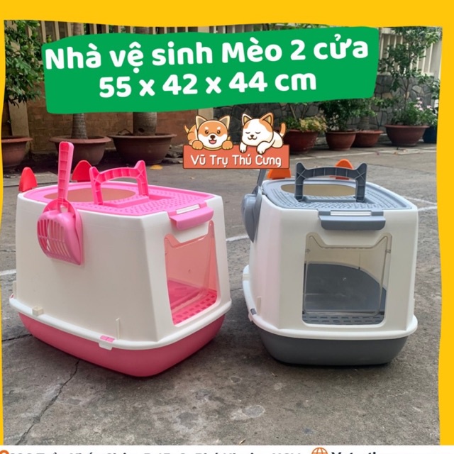 Nhà vệ sinh cho Mèo 2 cửa, chống văng cát, Nhà vệ sinh size lớn cho mèo