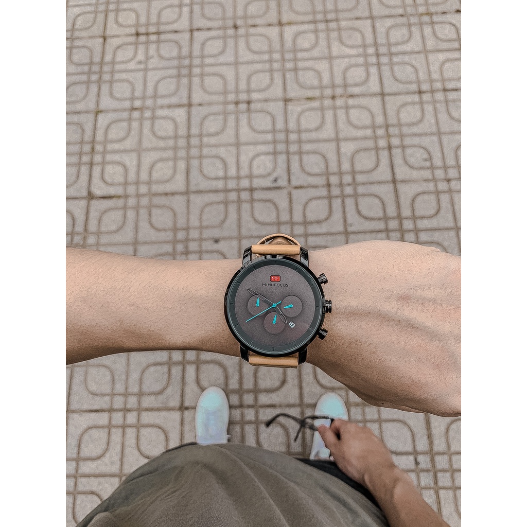 Đồng hồ thời trang nam chính hãng Mini Focus cao cấp dây da chất lượng cao chạy full kim + lịch ngày