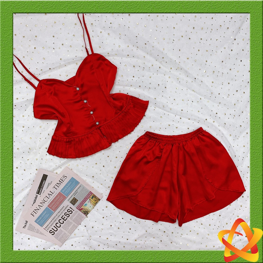 Đồ ngủ nữ sexy 🌸 Freeship 🌸 Đồ ngủ nữ sexy satin mềm mịn áo 2 dây Freesize dưới 60kg
