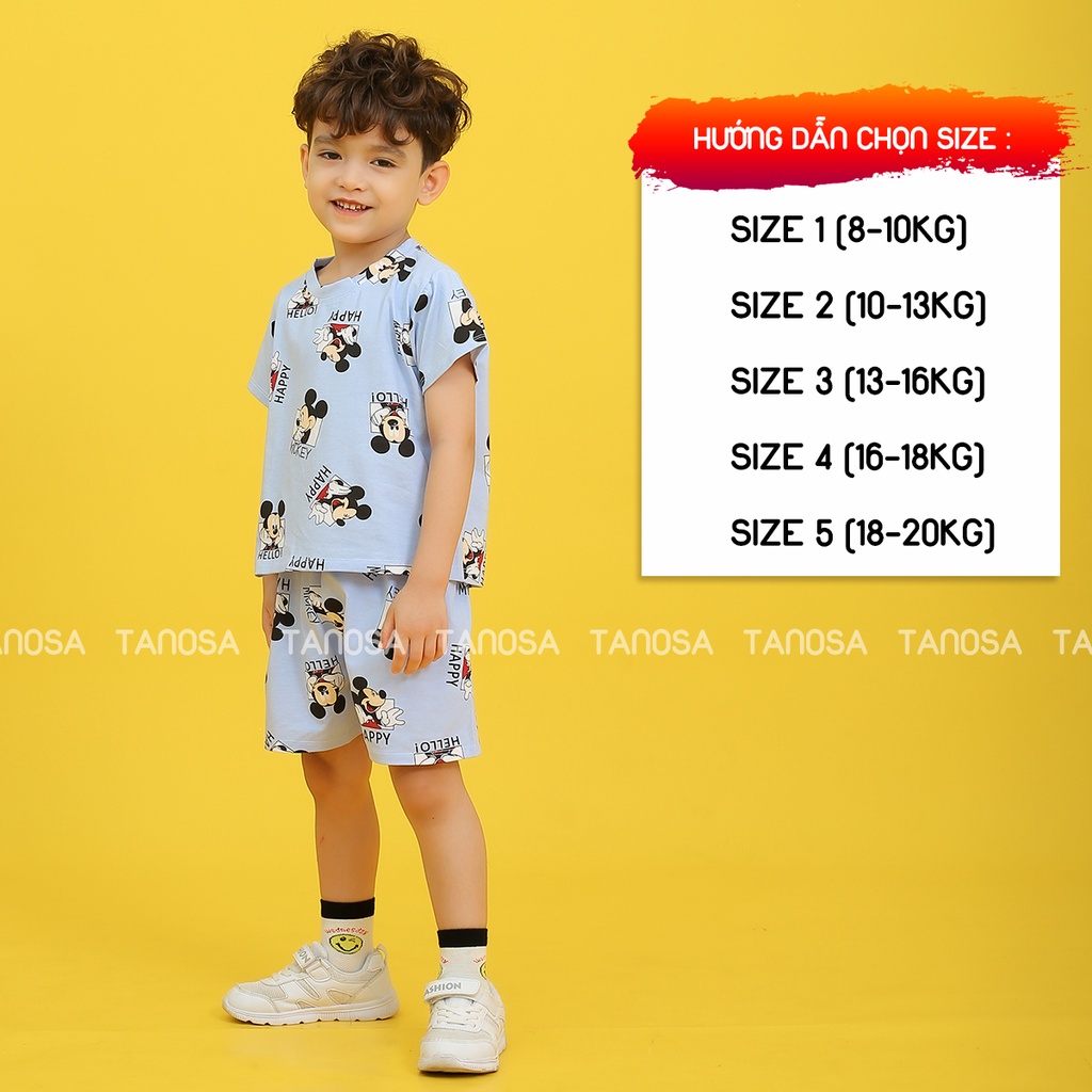 Bộ quần đùi áo cộc tay cotton hình Mickey TANOSA cho bé trai và gái từ 1-5 tuổi