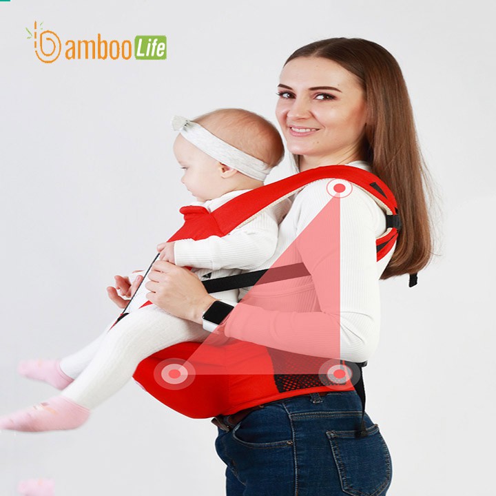 Địu em bé Bamboo Life BL033 địu 4 tư thế cho bé trợ lực, đa chức năng có ghế chống gù siêu nhẹ cho trẻ em