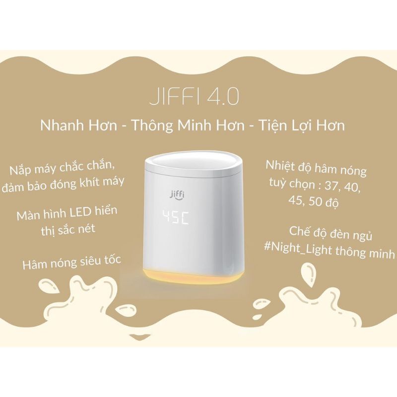 Máy hâm sữa di động thông minh Jiffi Kiêm đun nước pha sữa BH 12 tháng