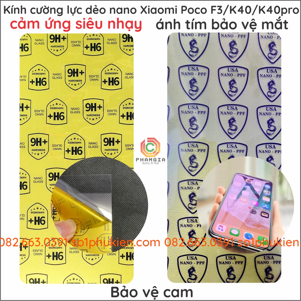 Dán cường lực Xiaomi Poco F3 / K40 / K40 pro nano dẻo loại 9H+ siêu bền