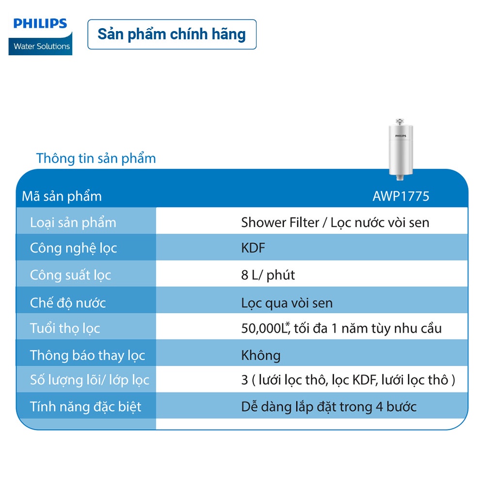 Bộ lọc nước vòi sen Philips AWP1775[SẢN PHẨM CHÍNH HÃNG]