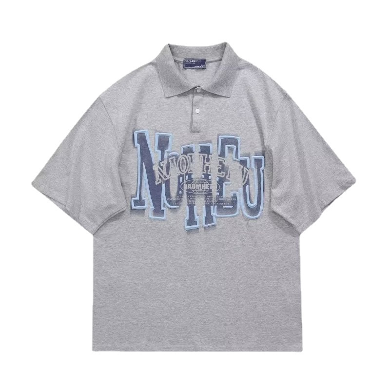 Áo Thun polo Tay Ngắn Dáng Rộng Thoáng Khí In Chữ Phong Cách hip hop Thời Trang Mùa Hè Cho Nam