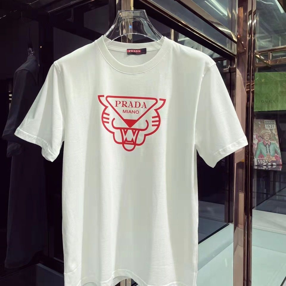 Áo Thun cotton Nguyên Chất Tay Ngắn In Chữ Prada Phiên Bản Giới Hạn