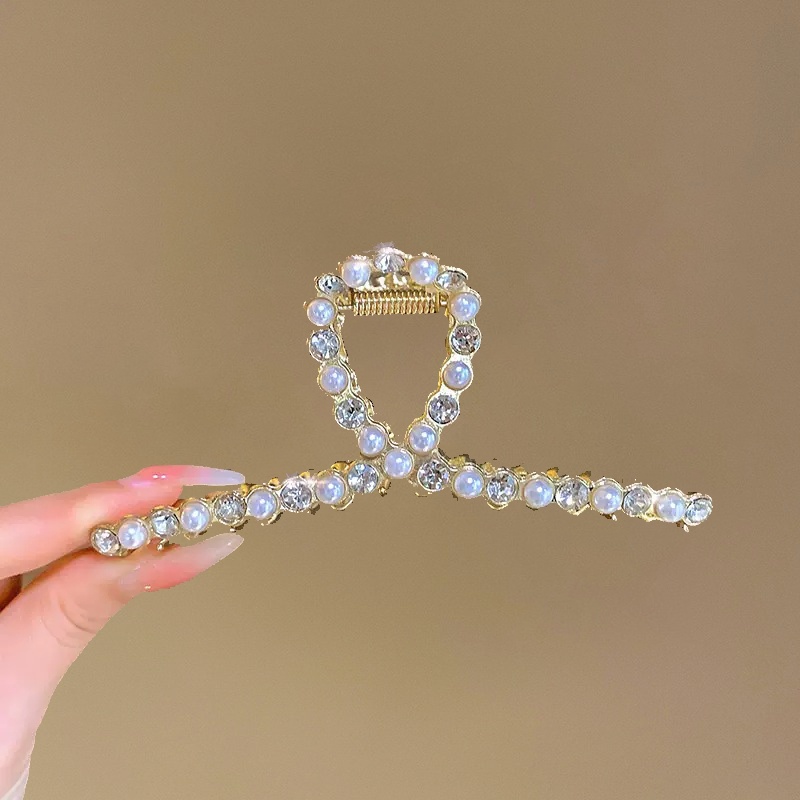 Kẹp Tóc Kim Loại Đính Ngọc Trai / Đá Nhân Tạo Thanh Lịch Thời Trang Hàn Quốc