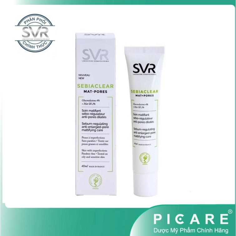 [CHÍNH HÃNG] SVR Kem Dưỡng Da Giảm Mụn, Thông Thoáng Lỗ Chân Lông Và Giúp Loại Bỏ Dầu Sebiaclear Mat+Pores 40ml