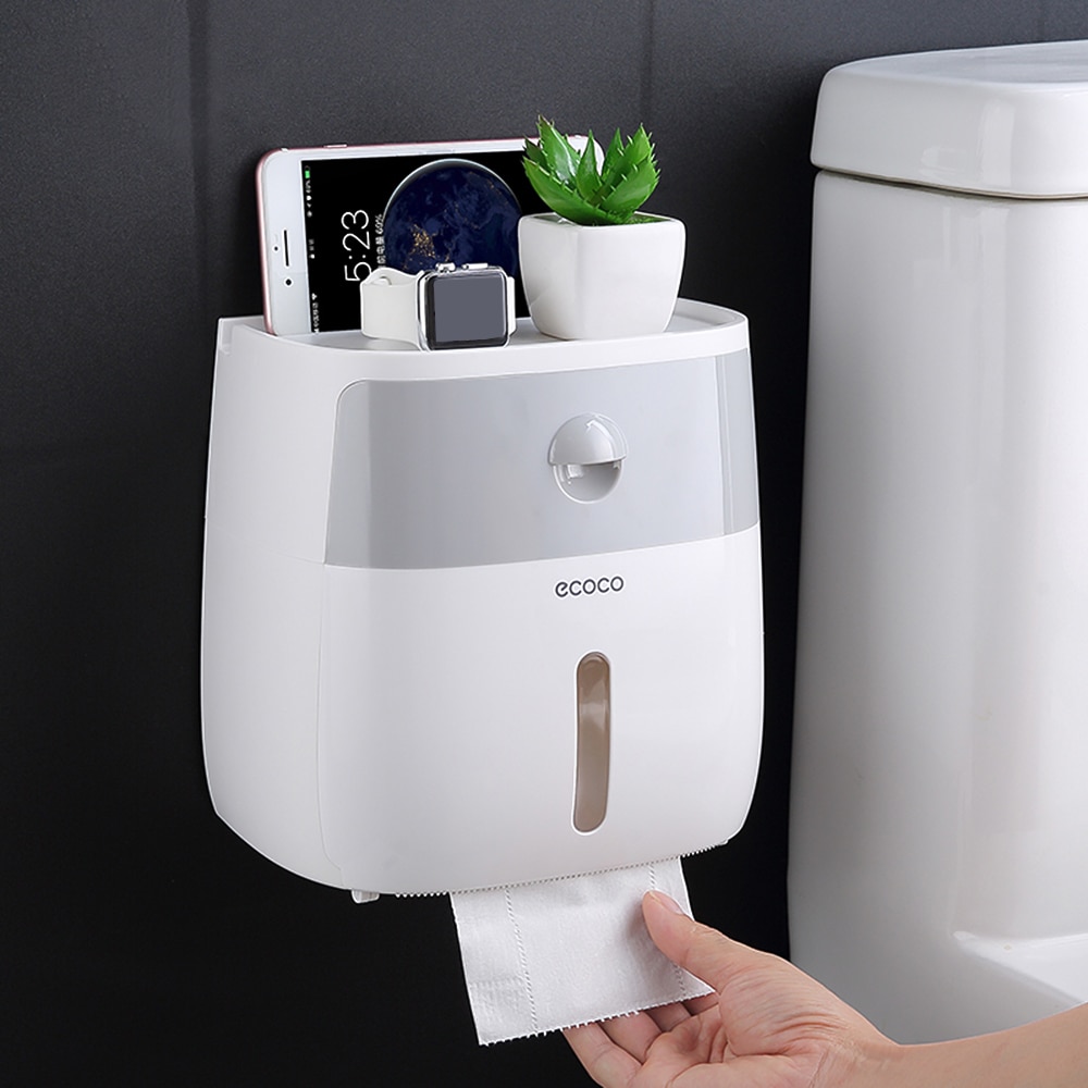 Hộp đựng khăn giấy ECOCO gắn tường có ngăn kéo tiện lợi cho nhà tắm