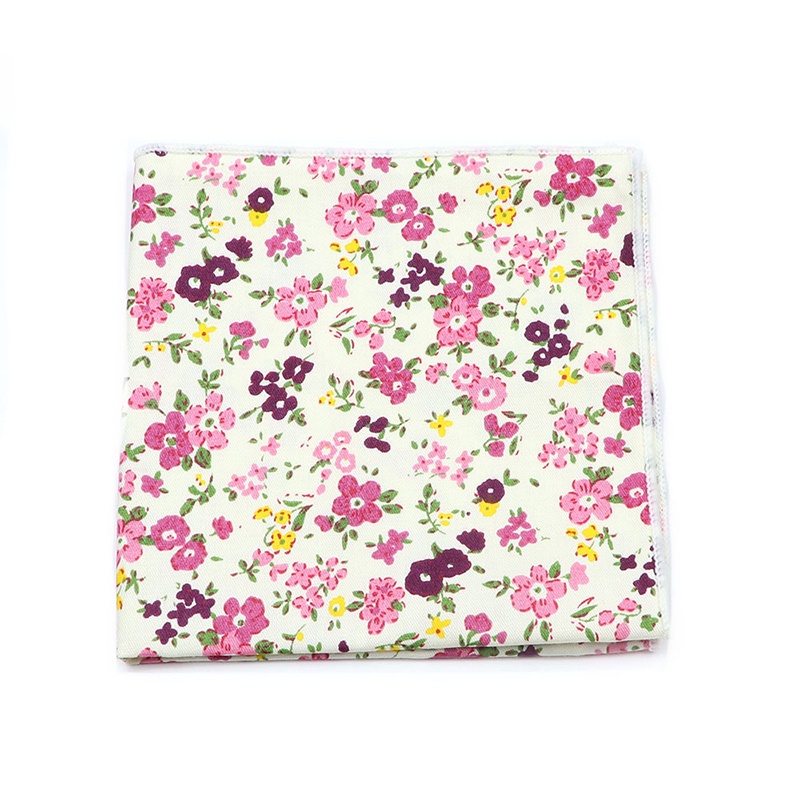 Khăn Tay Cotton Vuông Rộng 25cm Họa Tiết Hoa Bỏ Túi Dành Cho Nam Nữ