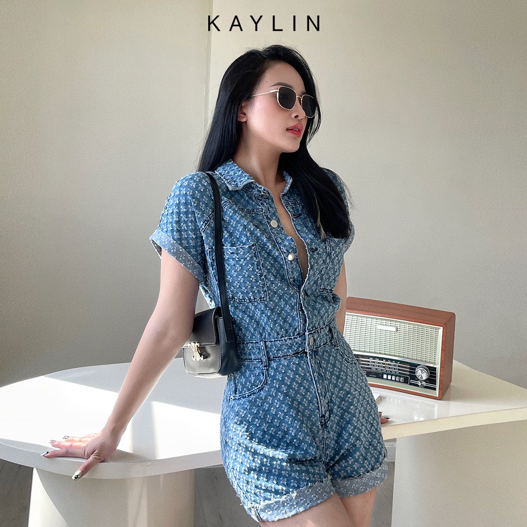Bộ Jumpsuit jean nữ tôn dáng phong cách retro KAYLIN - N1725
