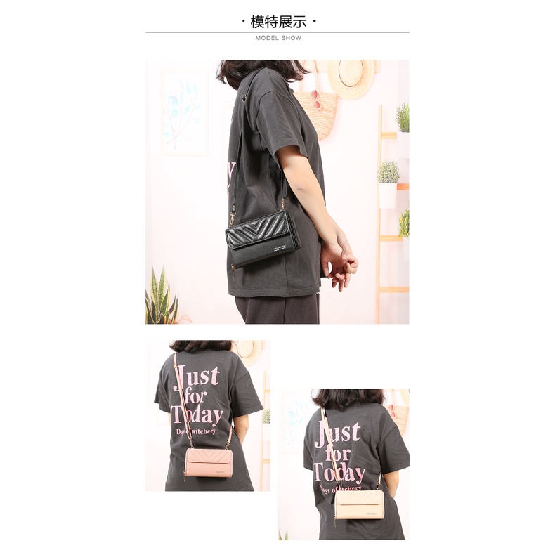 Ví Dài JASMIN NOIR Cầm Tay Họa Tiết Kẻ Sọc Đơn Giản Thời Trang Cho Nữ