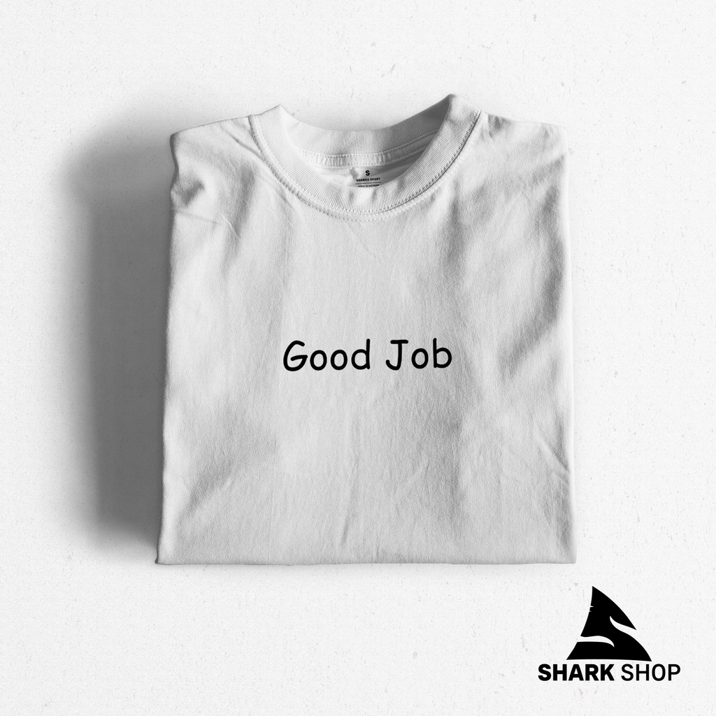 Áo Phông Trắng Basic Cotton họa tiết |SHARK SHOP| Nam Nữ Unisex Tay Lỡ Form Rộng Dày Cổ Tròn | BigBuy360 - bigbuy360.vn