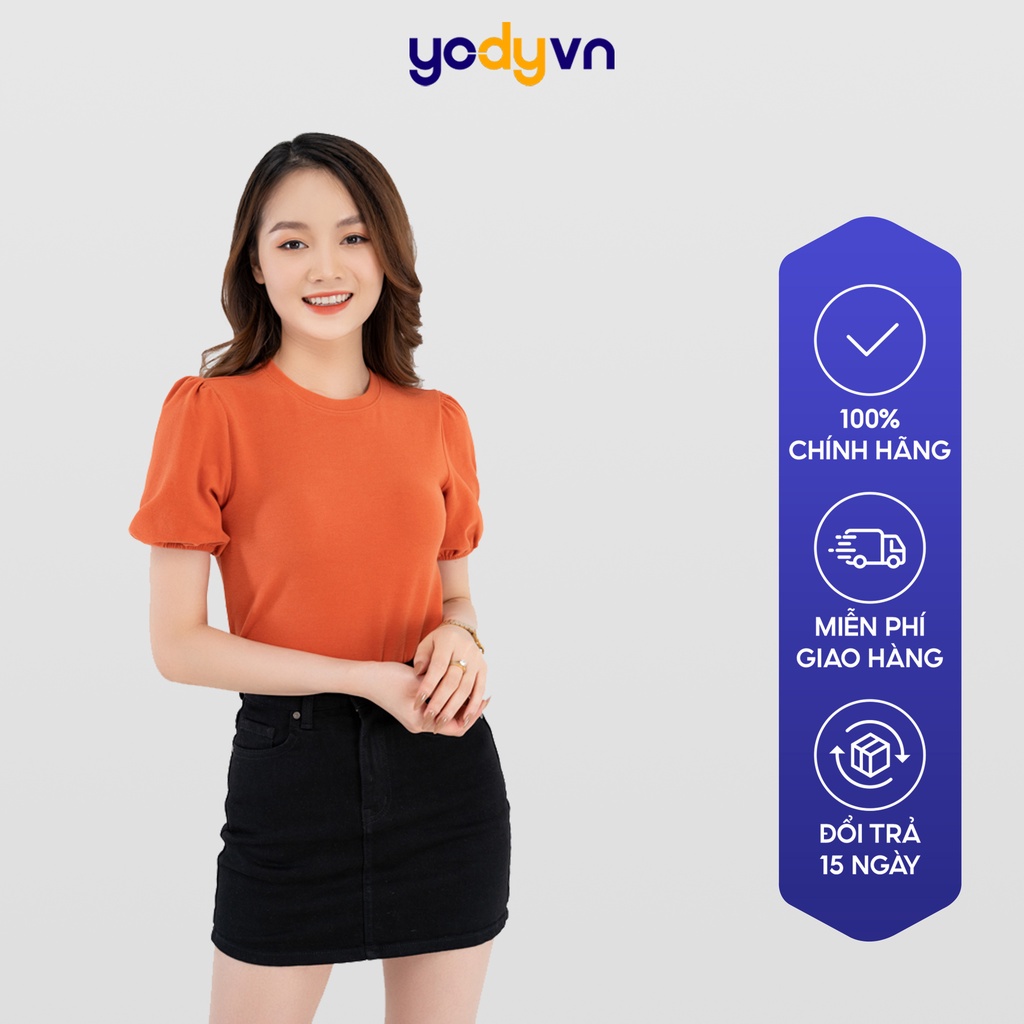 Áo thun thu đông nữ YODY phông tay bồng chun chất liệu nhung mềm mại ấm áp, form trẻ trung, thanh lịch ATN4624