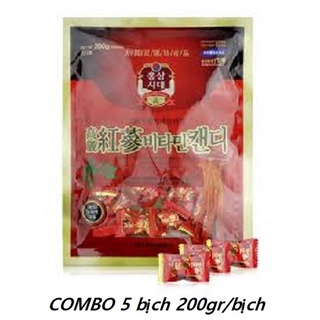 Combo 5 Gói Kẹo Hồng Sâm có đường Hàn Quốc 200gr/bịch