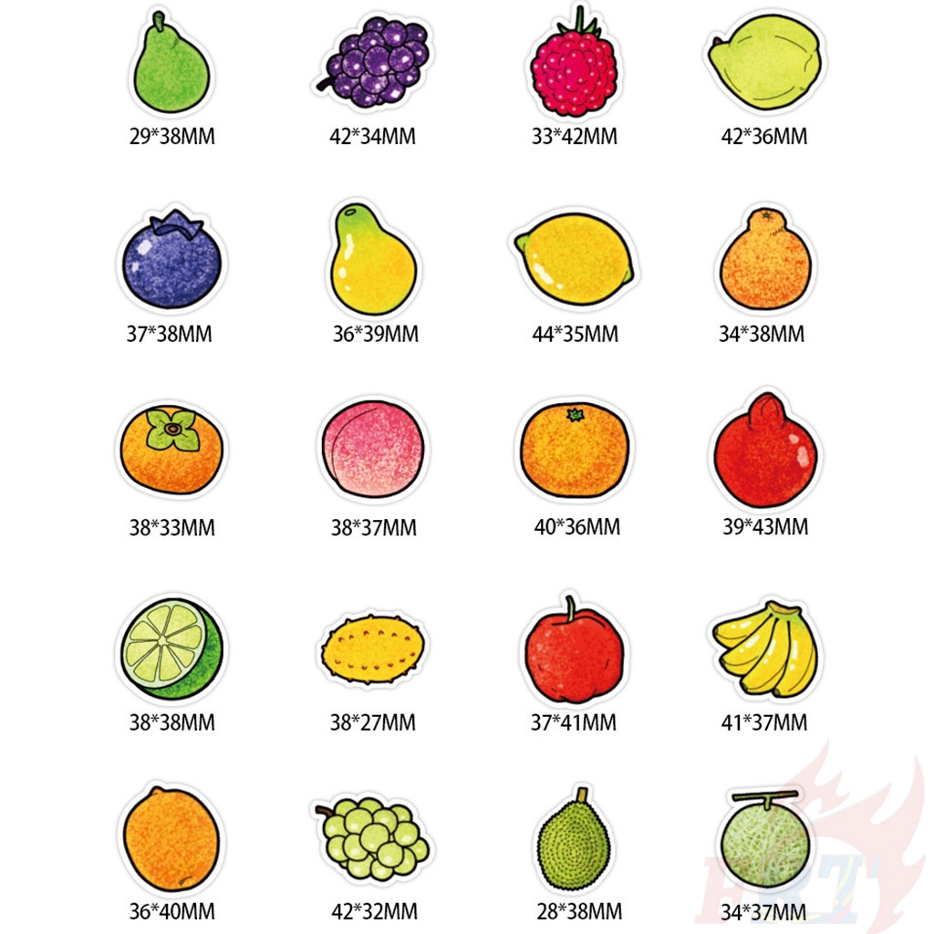 Set 40 miếng dán họa tiết trái cây trang trí đa năng