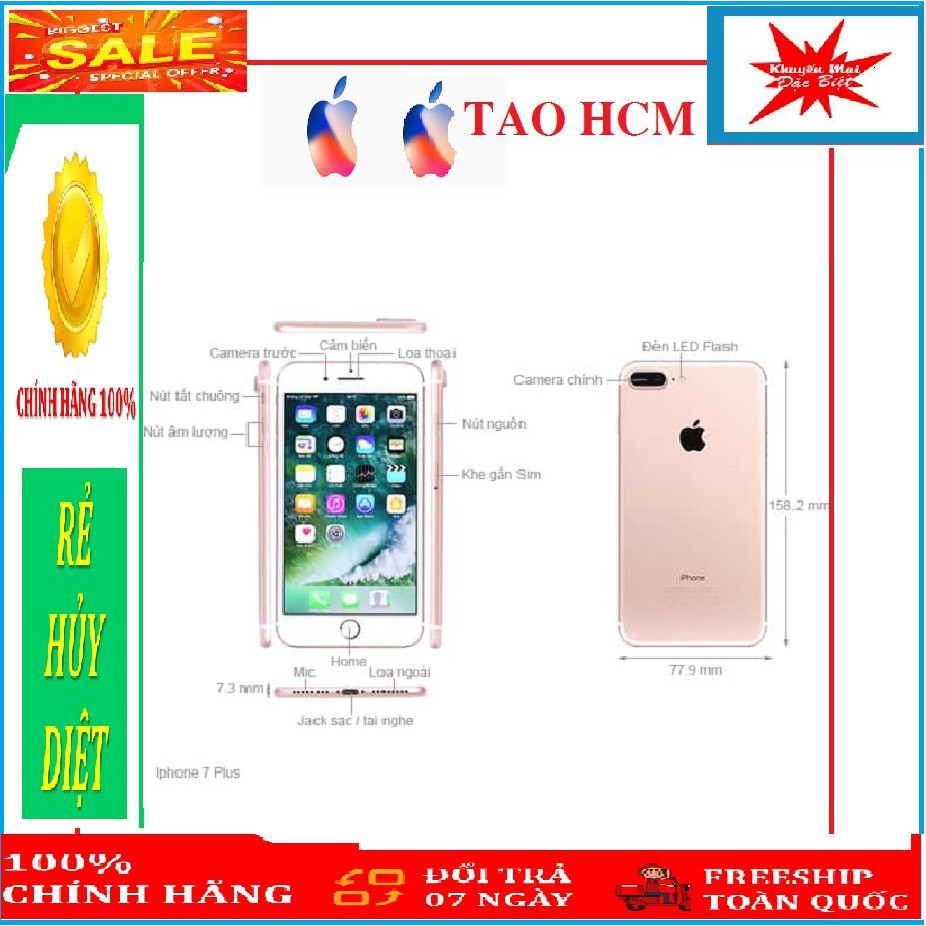 Điện thoại Apple IPHONE 7 Plus 64gb bản Quốc tế zin all - chơi PUBG/Free Fire mượt | BigBuy360 - bigbuy360.vn