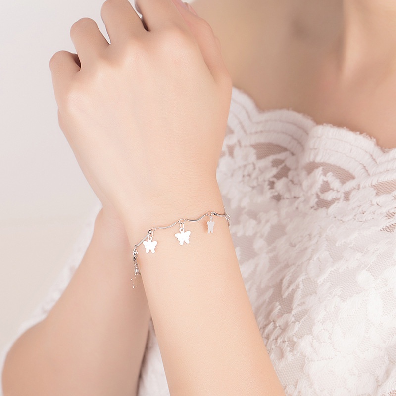 Vòng Tay Mạ Bạc Thiết Kế Dễ Thương Thời Trang Cho Nữ