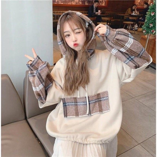 Áo Hoodie Nữ, Áo Nỉ Bông Tay Dạ Có Mũ Hàng Taobao Siêu Đẹp Thời Trang Xinh Xắn Dễ Thương
