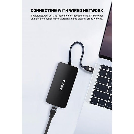 Cổng Chuyển Đổi Mazer USB-C 6-in-1 HUB Type C to HDMI 4K USB 3.0 x3 RJ45 PD 87W bảo hành 5 năm