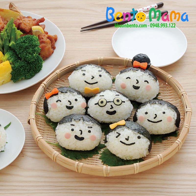 BỘ ÉP CƠM HOẠT HÌNH FAMILY KÈM TẤM CẮT TRANG TRÍ