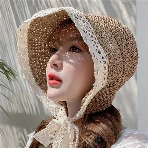 Mũ cói viền ren đi biển siêu hot