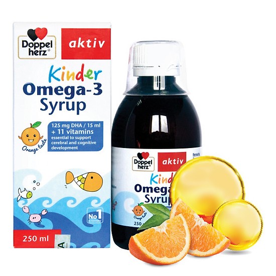 Doppelherz Aktiv Kinder Omega-3 Syrup.Hỗ Trợ Phát Triển Não Bộ,Thị Lực Cho Bé