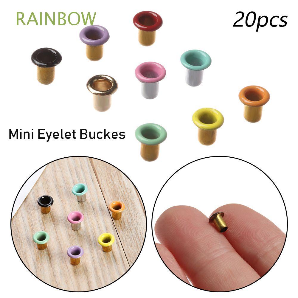 Bộ 20 nút khoen mắt siêu nhỏ 1mm/2.5mm dùng thêu trang trí giày dép quần áo búp bê màu cầu vồng DIY