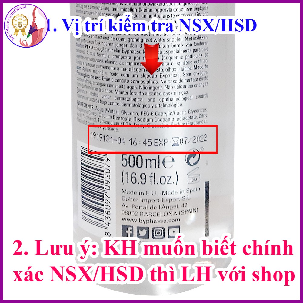 Nước tẩy trang Byphasse Face Make Up Remover dưỡng ẩm và làm sạch da 500ml Tây Ban Nha | BigBuy360 - bigbuy360.vn