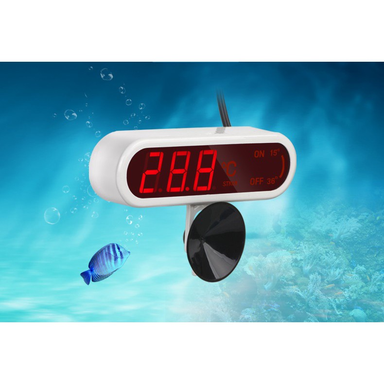 Đồng hồ đo nhiệt độ bể cá, bể thủy sinh màn hình LCD tặng kèm bộ nguồn