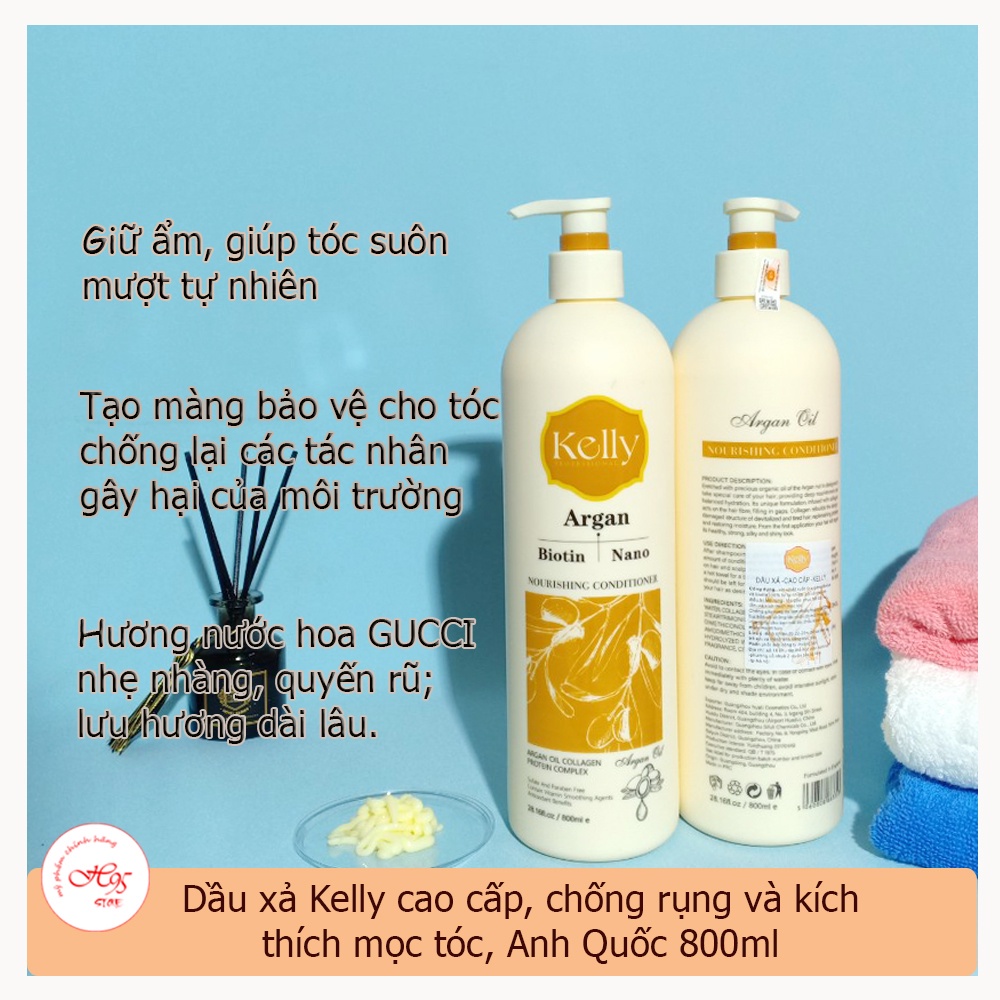 Dầu Gội Xả Cao Cấp Kelly Argan Biotin Nano 800ml