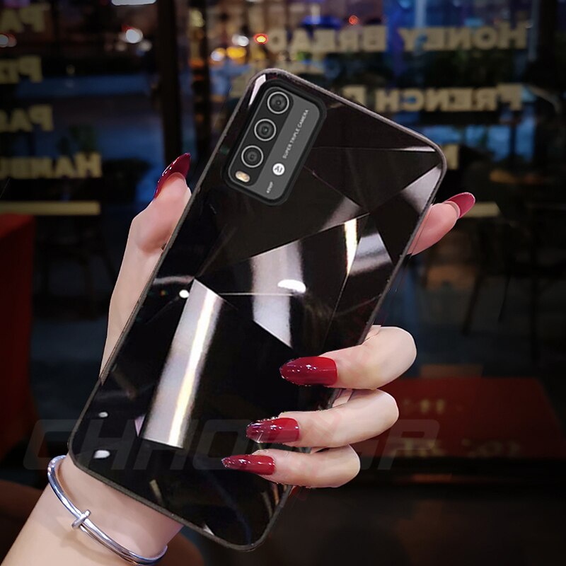 Ốp điện thoại tráng gương họa tiết vân kim cương 3D thời trang sang trọng cho Xiaomi