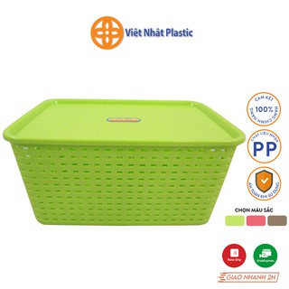 Giỏ nhựa đựng đồ có nắp đậy size lớn Việt Nhật Plastic