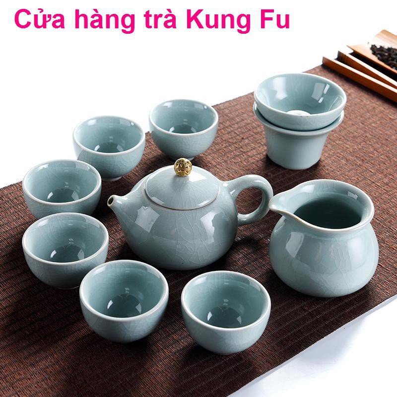 Lò Ge Đơn giản Trung Quốc Mở Pian Home Kung Bộ ấm trà Fu khay nhỏ bằng gốm Máy pha Tách đạo