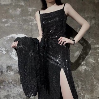 Combo đầm áo khoác bling bling
