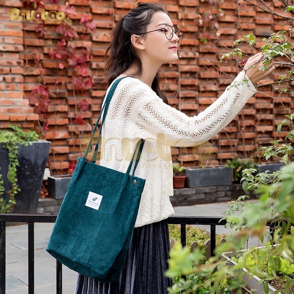 Túi xách ONUOBAO vải nhung tăm thời trang Hàn Quốc