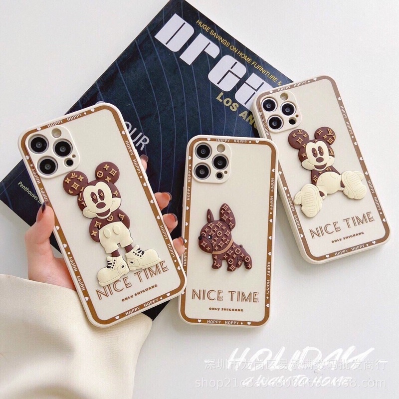 Ốp điện thoại viền vuông thú nổi dành cho iphone 6splus/7/7plus/8/8plus/x/xr/xs/11/12/13/pro/max/plus/promax