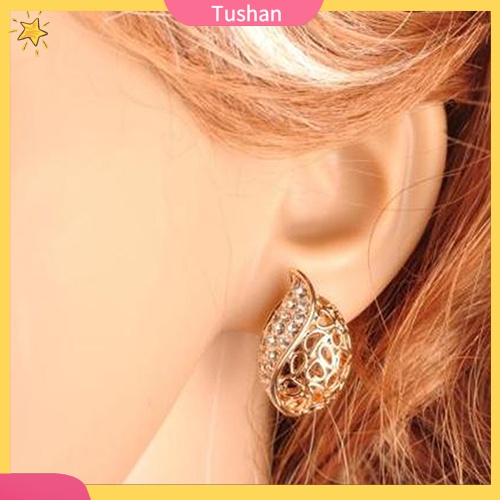 Đôi khuyên tai hình chiếc lá đính đá thời trang cho nữ