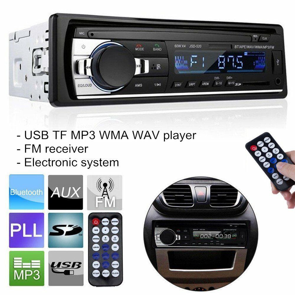 24V 12Pin 1 DIN Máy nghe nhạc MP3 trên xe hơi Đài FM Bluetooth / USB / TF có Remote loa bluetooth
