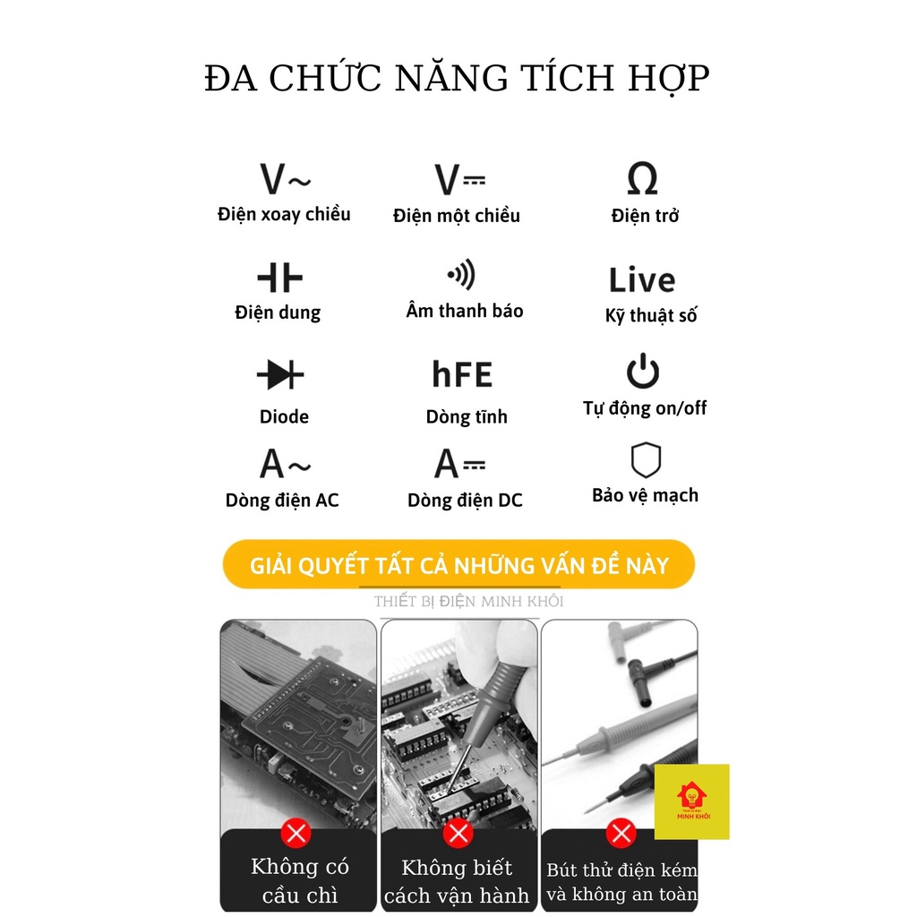 Đồng hồ vạn năng điện tử Excel DT 9205A kèm pin mẫu mới