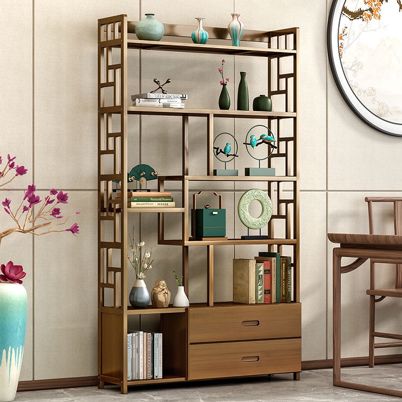 Tủ trang trí phòng khách đựng rượu, đồ lưu niệm làm bằng tre chắc chắn - Leli Official