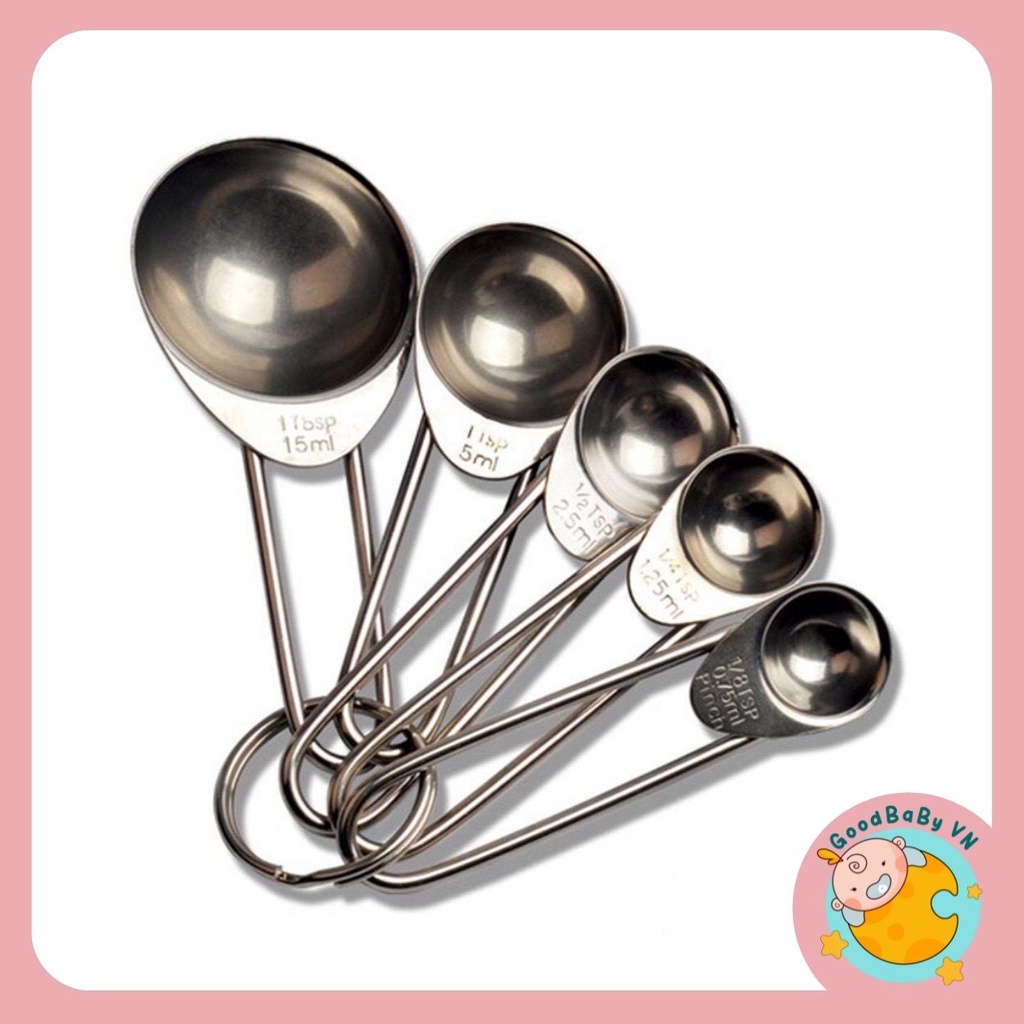[FREESHIP] Bộ Thìa Đong Inox 5 Chiếc ( Đơn Vị TSP/ML)