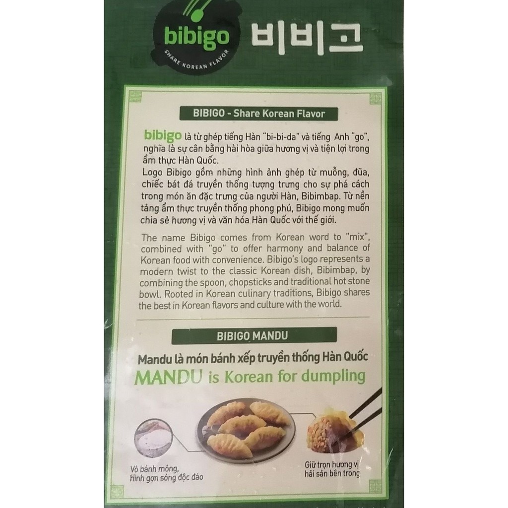 [Mã 77FMCGSALE1 giảm 10% đơn 250K] Bánh xếp MANDU Hàn Quốc [VN] Bibigo CJ FOODS (cj-hl) (nw5) | BigBuy360 - bigbuy360.vn