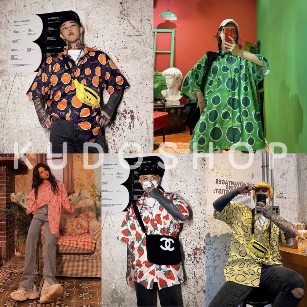 Áo sơ mi cộc tay hoa quả dáng thụng ulzzang thời trang nam nữ/ Áo khoác nhẹ dáng sơ mi cổ bẻ tay lỡ unisex | BigBuy360 - bigbuy360.vn