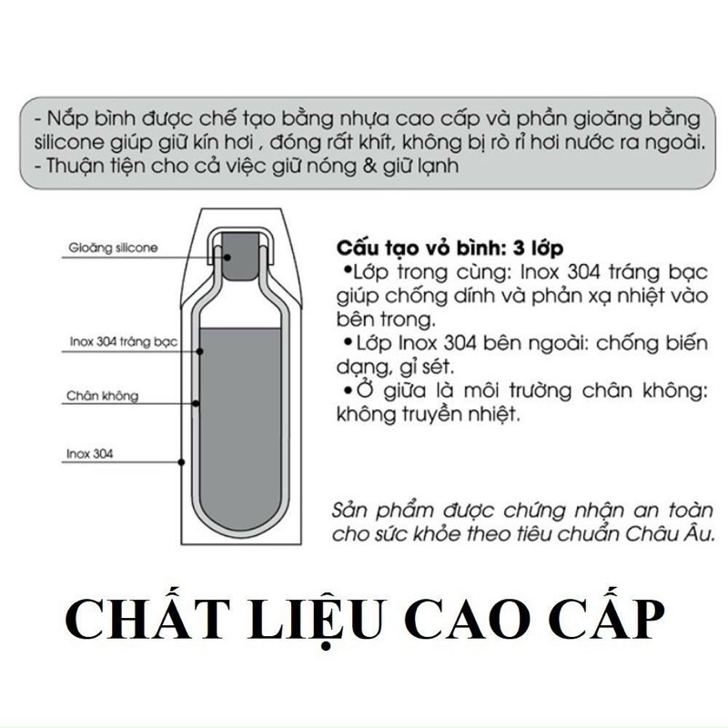Bình giữ nhiệt cao cấp có lõi lọc trà bên trong .Nắp hiển thị nhiệt độ 500 ml