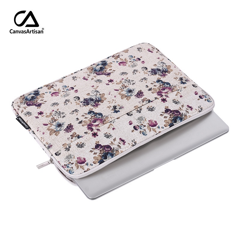 CanvasArtisan Túi đựng laptop bằng vải chống thấm nước họa tiết hoa cho Matebook M1 M2 Air Pro Acer Dell 11/12/13/14/15 inch