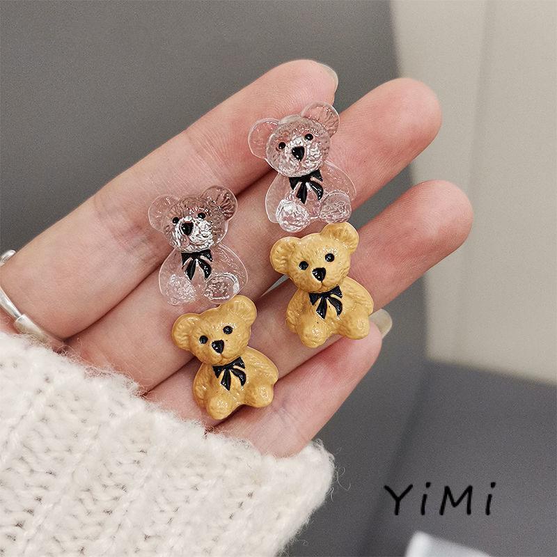 Bông Tai Hình Gấu Bằng Nhựa Acrylic Trong Suốt Thiết Kế Đơn Giản Thời Trang Cho Nữ