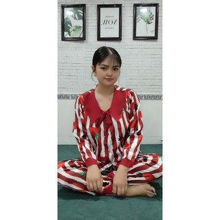 ĐỒ BỘ PIJAMA PHI LỤA DÀI TAY DÂU DƯỚI 58 ký