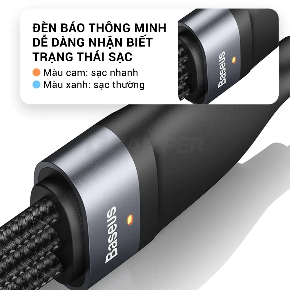 Dây Cáp Sạc Đa Năng 3 in 1 Baseus Cổng USB + Type C Sạc Nhanh 5A PD 100W Cho Laptop / IP / Samsung / Huawei / Xiaomi
